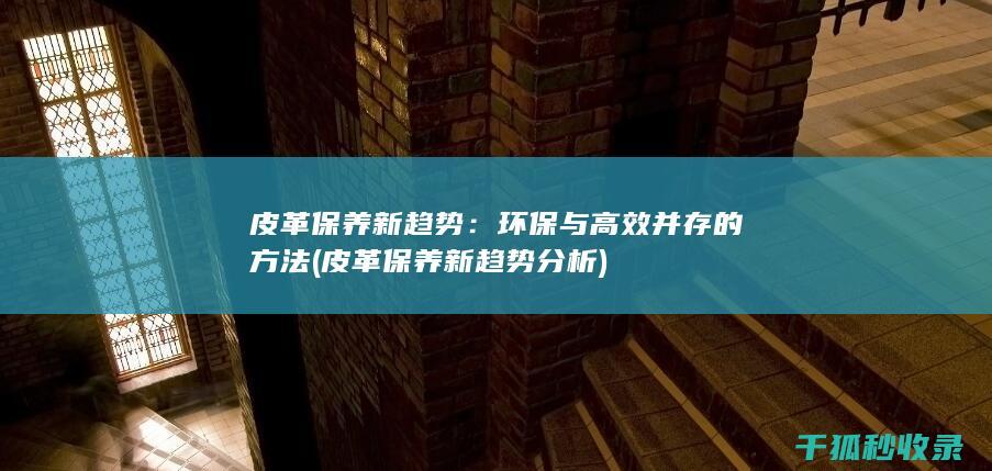 皮革保养新趋势：环保与高效并存的方法 (皮革保养新趋势分析)