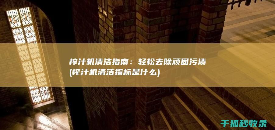 榨汁机清洁指南：轻松去除顽固污渍 (榨汁机清洁指标是什么)