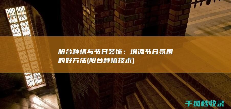 阳台种植与节日装饰：增添节日氛围的好方法 (阳台种植技术)